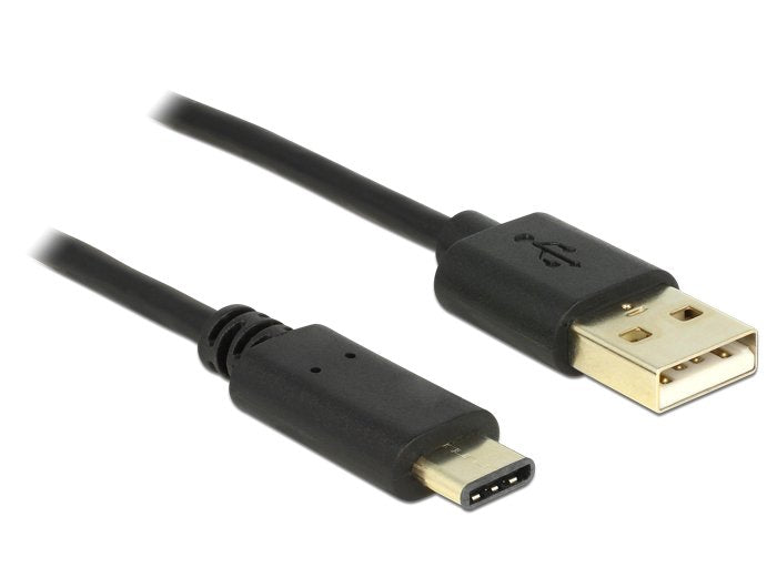 Delock 2M, USB 2.0-A/USB 2.0-C USB Cable 2.0 USB a USB C Black
