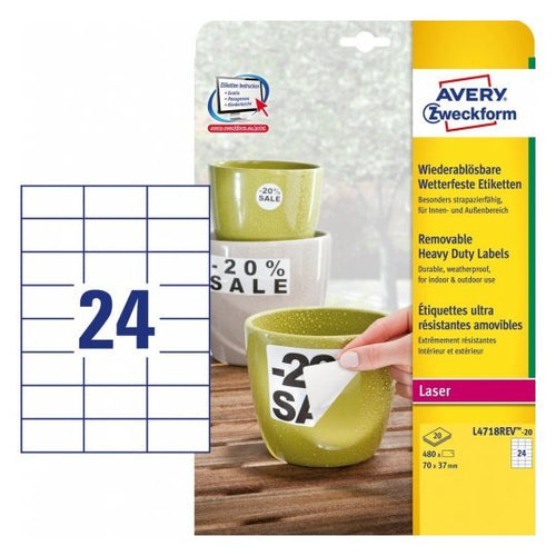 Avery Zweckform Resistant a Intemperie Folienetiketten 70,0 X 37,0MM — image 1