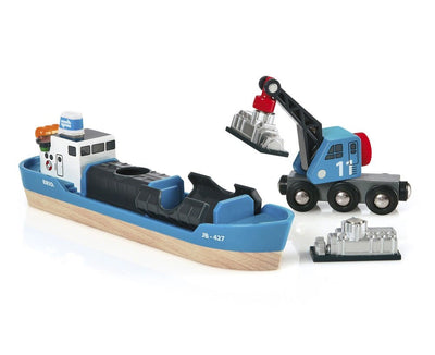 Brio World Buque Portacontenedores Mundial With Camión Grúa, Vehículo Toy 33534 — image 1
