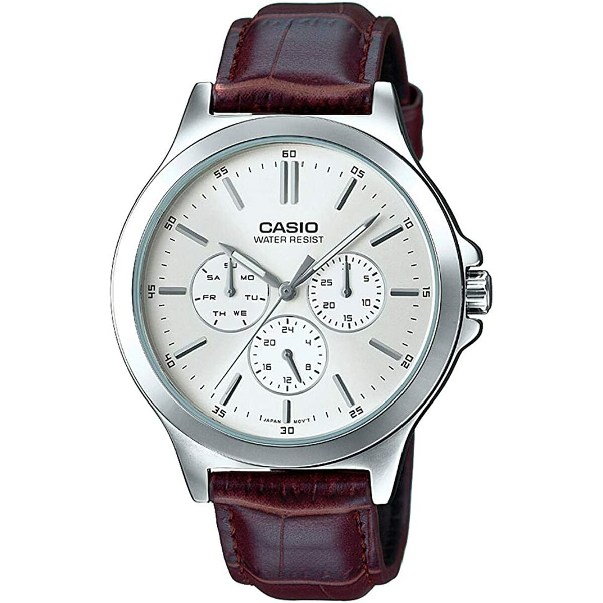 Casio Men's Watch Casio Multifunction Silver, Leather (Ø 41,5 Mm)
