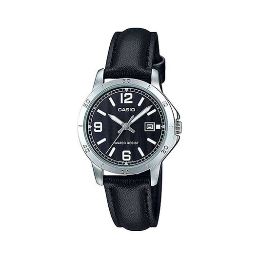 Casio Ladies' Watch Casio Lady Date, Leather - Black (Ø 35 Mm)