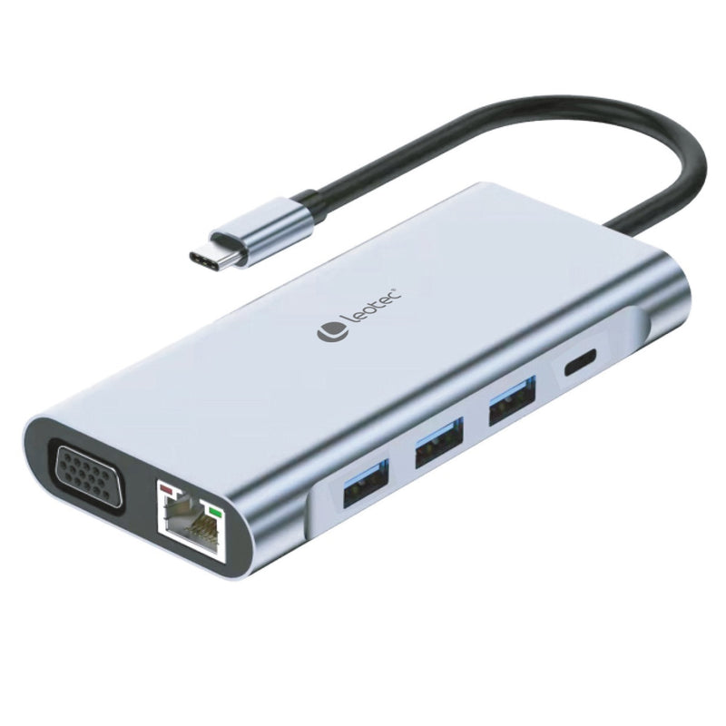 Leotec Docking Station 11-1 1USB-C PD100 3USB3.0 1USB-C 1 HDMI 1VGA 1TJSD Mcsd