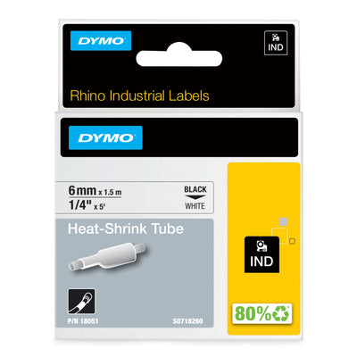 Dymo Tape Genuine S0718260 Black Sobre White 6MM X 1.5M - S0718260 — image 1