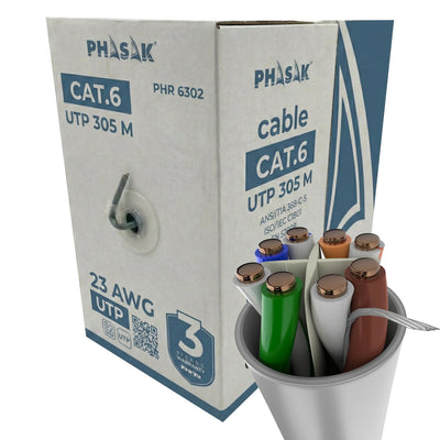 Phasak Bobina Cable RJ45 UTP Phr 6302 CAT.6 305M Grey — image 1