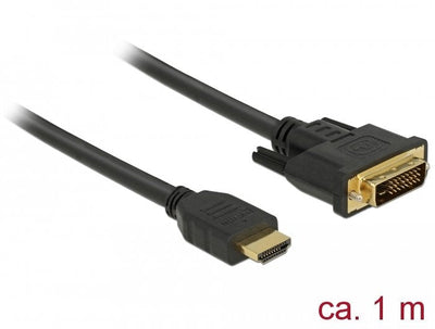 Delock 85652 Video Cable Adapter 1M HDMI Type a (standard) DVI Black — image 1
