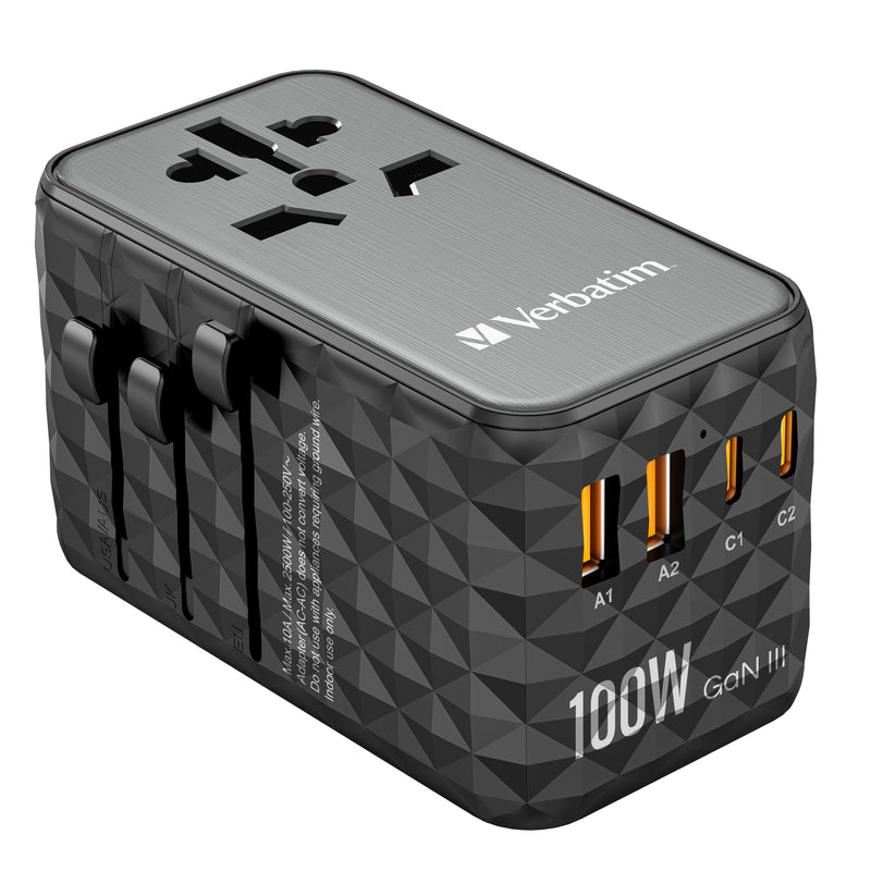 Verbatim Wall Charger Universal UTA-06 GaN Iii Socket Power Universal 2x USB Type-c 2x USB 100W