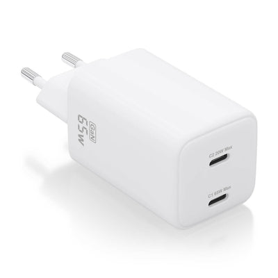 Aisens Charger GaN 65W, 2x USB-C PD 3.0 QC4.0, White — image 1