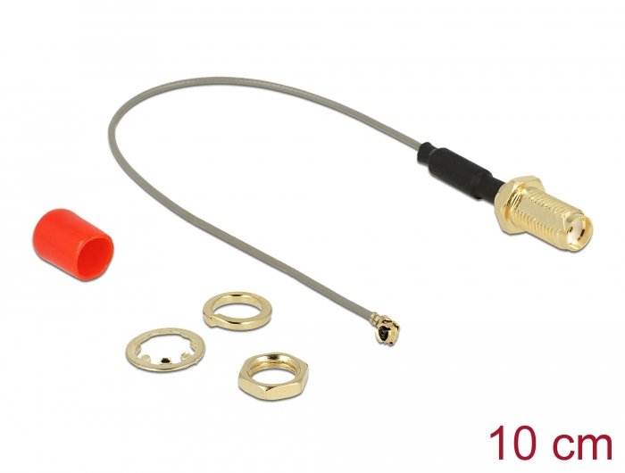 Delock Antenna Cable Sma Mampara Female Núcleo Ferrita a Mhf® I Male 1.13 10CM Length Hilo 10MM