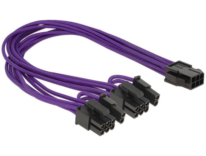 Delock Cable Power 6PIN PCIE - 2X 8PIN H/M 0.30M Textil