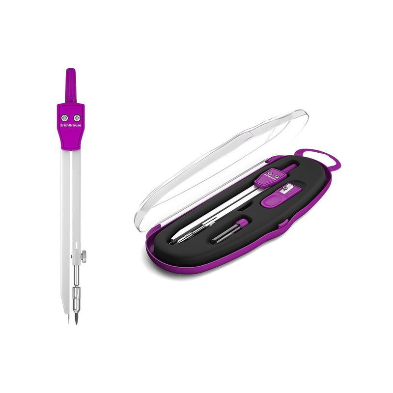Erichkrause Compases Metalicos Set Instrumentos School 135MM - Radio Maximo 21CM - Includes Afilador And Mina