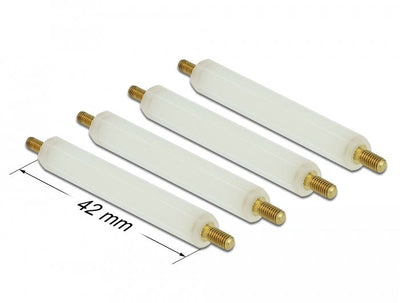 Delock Abstandshalter M2.5 X M3, Sechskant, Aussen / Aussen, 42MM Natur 4 Pieces — image 1