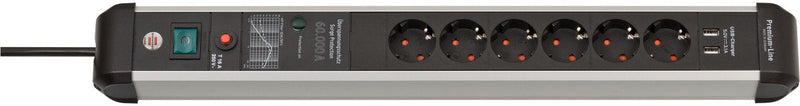 Power Strip Premium-protect-line 60.000A With Protection Contra Sobretensiones And USB 6VÍAS 3M H05VV-F 3G1,5