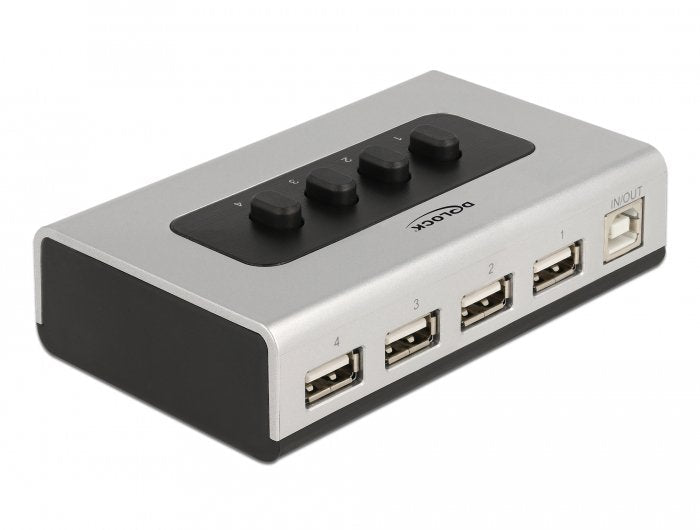 Conmutador USB 2.0 With 1 X Type B Connector Female a 4 X Type a Connector Female Manuell Bidirektional