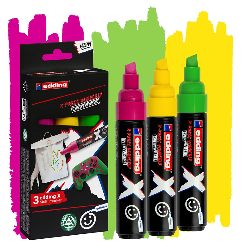 Edding X 6900 Caramelo Pack 3 Markers Multisuperficie Permanentes Ink Opaca - Punta Biselada With Trazo