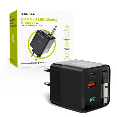 Mobile Origin 65W GaN Charger USB-C Retra. Cable + USB-A 75CM — image 1