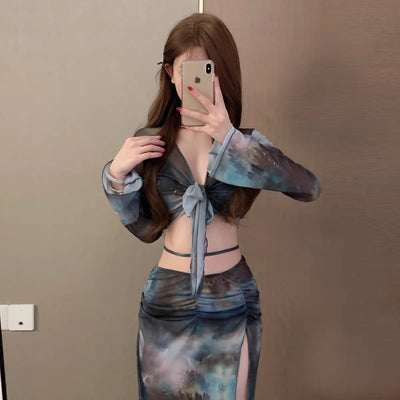 Sexy Long Skirt Bikini Four-piece Set