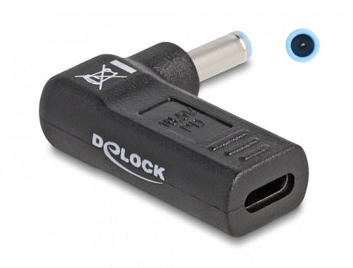 Delock Adapter Notebook Cable Charging USB Type-c™ Connector Female a HP 4,5 X 3,0MM Connector Male 90° Angula — image 1