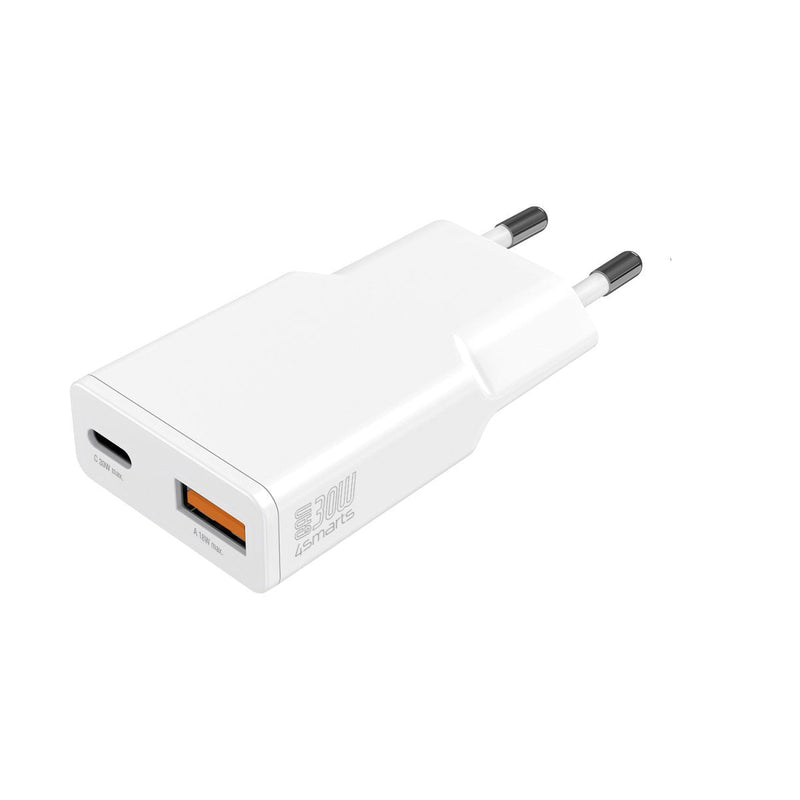 4SMARTS Wall Charger Pdplug Slim Duos 30W GaN 1C + 1A White