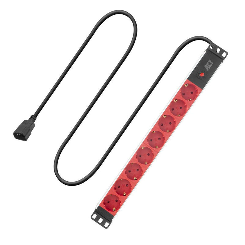 Extension Lead Pdu 19 Inch C14 IEC60320 With 8 Type F Sockets, 3M H05VV-F 3G1.0