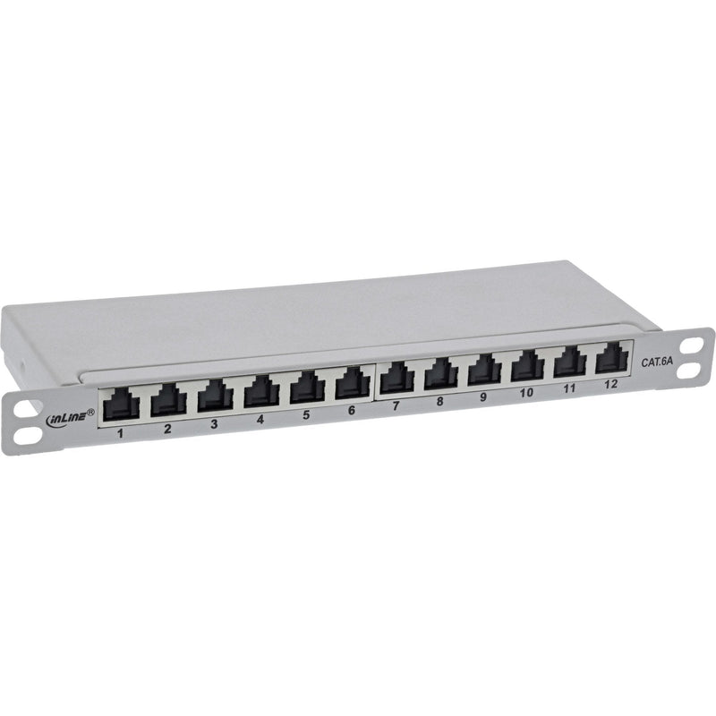 Inline® 10 Patch Panel CAT.6A 0.5U 12-PORT, With Dust Projoection, Grey