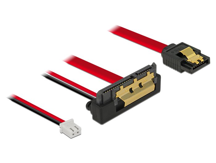 Delock Cable SATA 7 Pines + Power 2 Pines - SATA 22 Pines Ángulo Hacia Abajo (5V) Metal 10CM