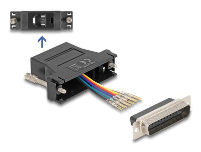 Delock D-sub 25 Pin Connector Male a RJ12 Connector Female Kit Assembly Black — image 1