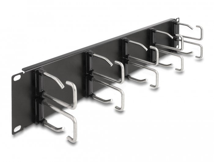 Delock Panel Gestión Cables 19 With 10 Ganchos Metálicos 2U Black