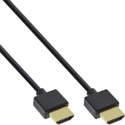 Inline HDMI Cable With Ethernet Type a Male Súper Slim Black / Gold 1,8M — image 1
