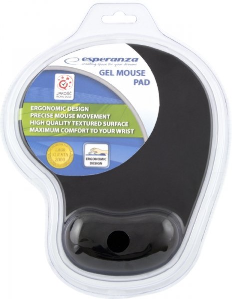 Esperanza Mouse Pad With Wrist Rest Gel EA137K 230 X 190 X 20MM Black Blister