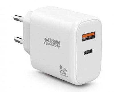 Urban Factory Charger Powee USB-C GaN 65W - 1 Port USB-C 45W + 1 Port USB-A 18W - Charging Fast - Colour — image 1