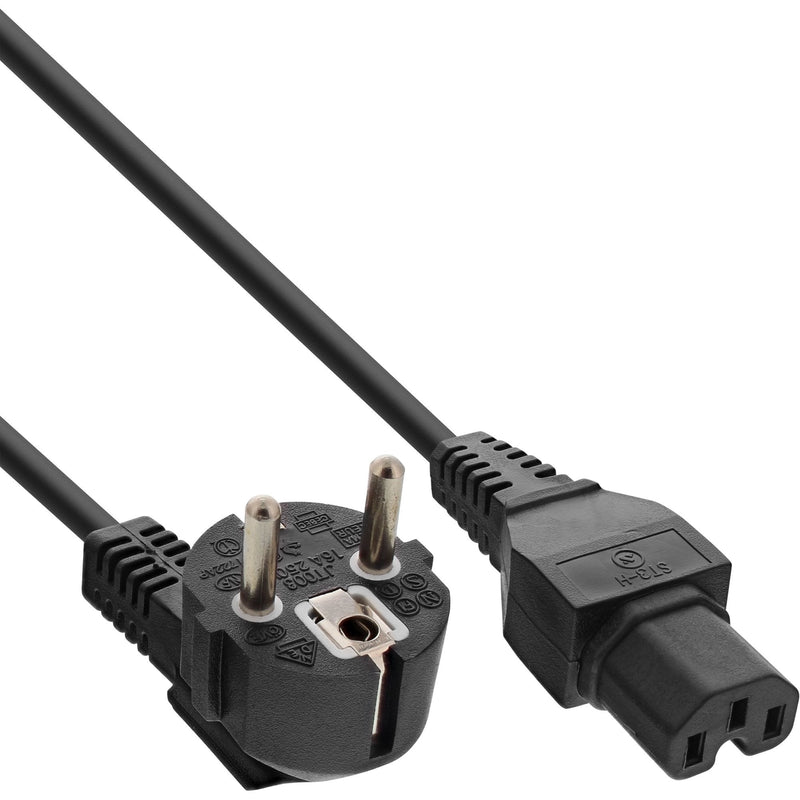 Inline® Power Cable CEE7/7 Angled a C15 Straight, 3 X 1MM², Black 5M