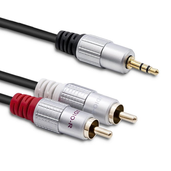 Qoltec 52341 Cable 2XRCA Mini Jack 3.5MM Male 2M Black
