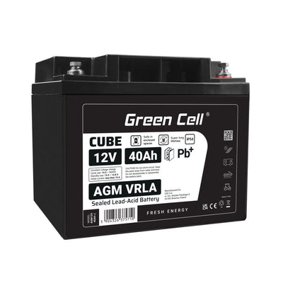 Green Cell Battery Mantenimiento Libre Cube Agm Vrla IP54 12V 40AH Cortacéspedes, Scooters, Barcos And Chairs  — image 1