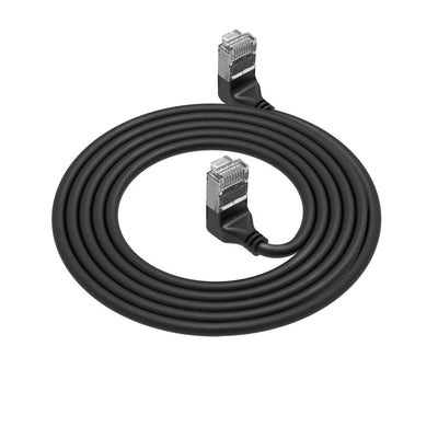Black 5 Meters U FTP CAT.6A Lszh Slimline Patch Cable With RJ45 Connectors 90° Angled Up To 90° Angled Up — image 1