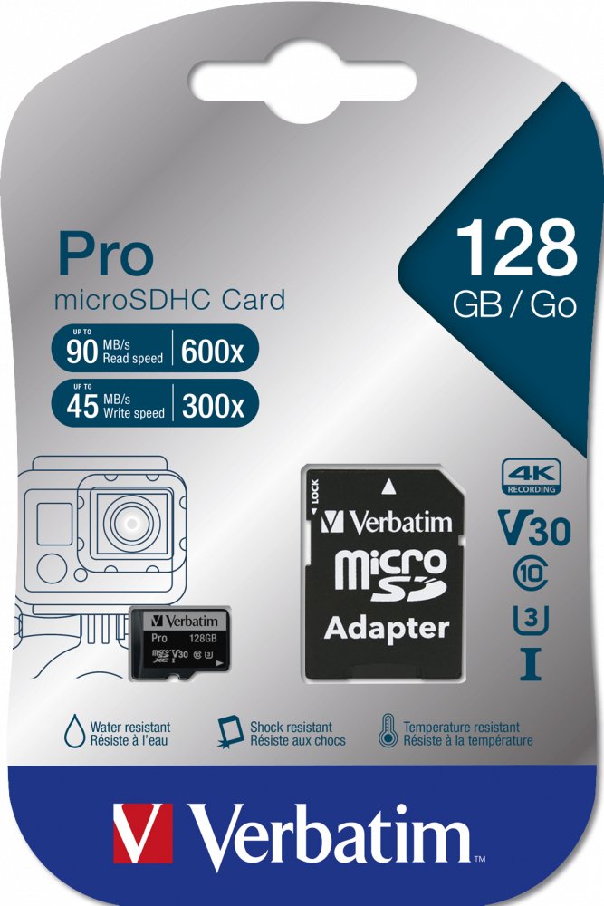 Verbatim Microsdxc Pro 128GB Class 10 Uhs-i Incl Adapter