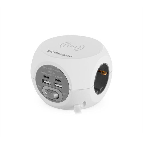 Orbegozo Power Strip 4500 With Charging Wireless 3 Sockets Power 2 USB 2 USB Type-c Cable 1.5M White And Grey — image 1