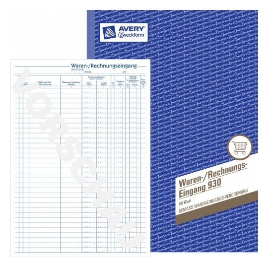 Avery Zweckform Buch Waren-/Rechnungseingang - 50 Hoja - A4 (210 X 297MM)