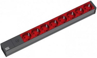 Bachmann 19'' 2M 8X Schuko H05VV-F 3G 1.00MM² Base Múltiple 8 Salidas AC Black Red — image 1