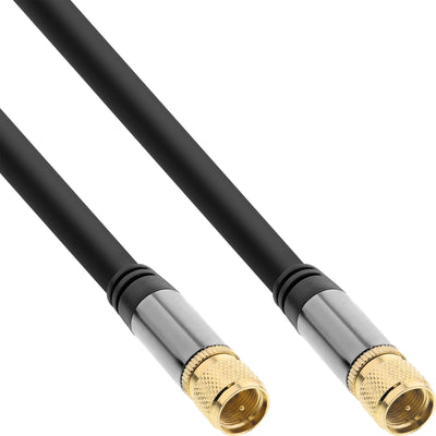 Inline Cable Premium Sat, 4X Blindados, 2X F-plug, 110DB, Black 3M — image 1