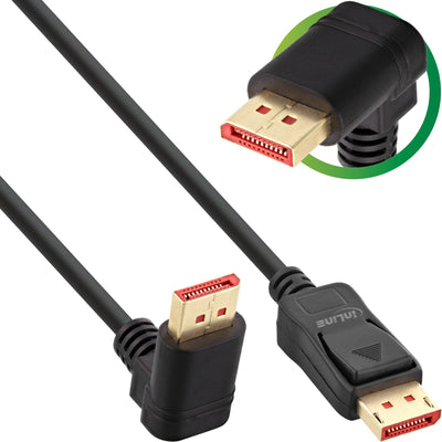 Inline Cable DisplayPort 1.4, 8K4K, Ángulo Hacia Arriba, Black/Gold 3M — image 1
