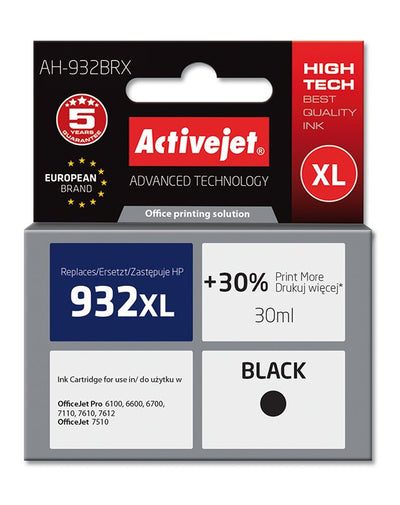 Activejet Ink Ah-932BRX (reemplazo HP 932XL CN053AE - Premium - 30ML - Black — image 1