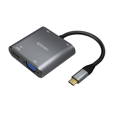 Aisens Converter USB-C a VGA/HDMI 4K/USB 3.0/USB-C Pd - USB-C/M-VGA/H-hdmi/H-usb-a/H-usb-c/H - 15CM - Grey — image 1