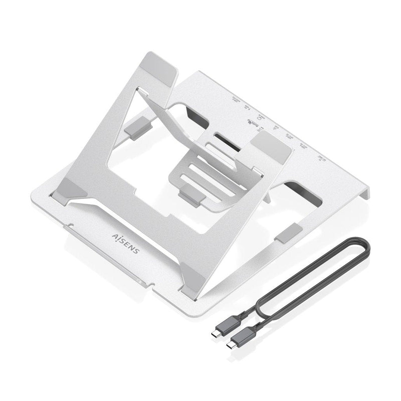Aisens Stand Desktop Adjustable Laptop / Tablet With USB-C Docking 7 1, Grey