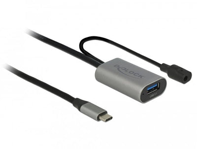 Delock 85391 USB Cable C - a + DC M/H 5M Activo Black/Grey — image 1