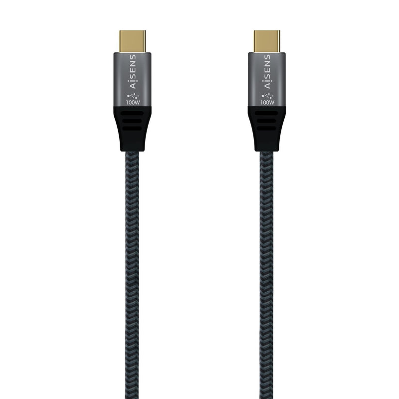 Aisens USB Cable 3.2 GEN2X2 Aluminium 20Gbps 8K@30HZ 5A 100W E-mark, Type USB-C/M-usb-c/M - 0.60M - Grey