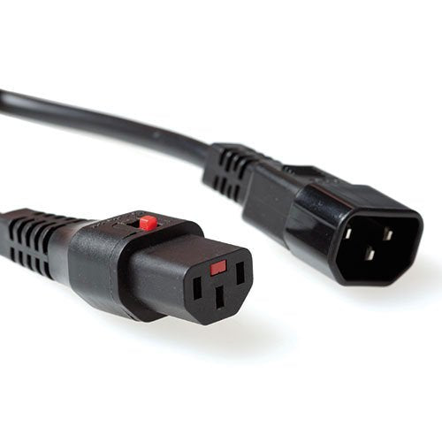 Powercord C13 IEC Lock - C14 Black 1.5M, PC1003