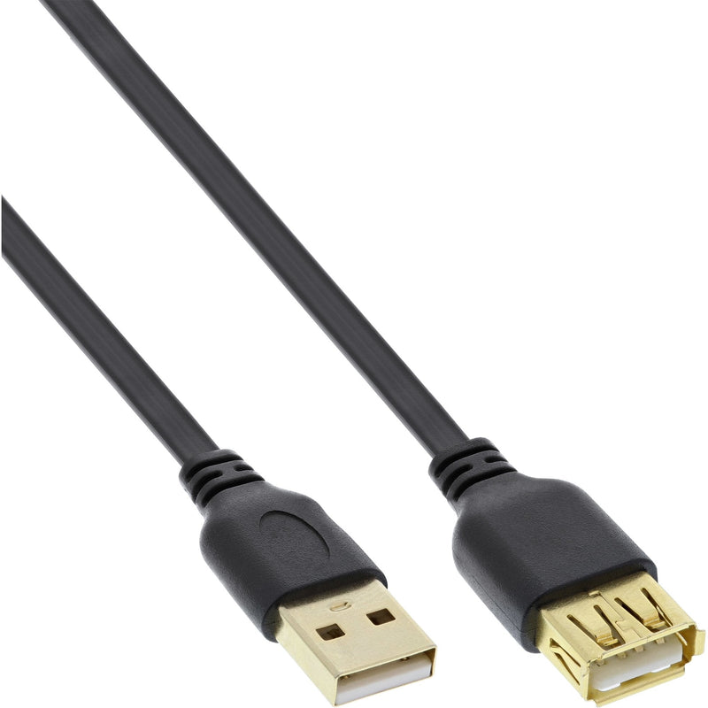 Inline USB 2.0 Flat Cable Type a Male a Female Black 1,5M