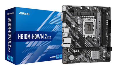 Asrock Motherboard 1700 H610M-HDV/M.2 R2.0M-ATX 2XDDR4 4XSATA6 2x USB 3.2 4x USB 2.0 — image 1