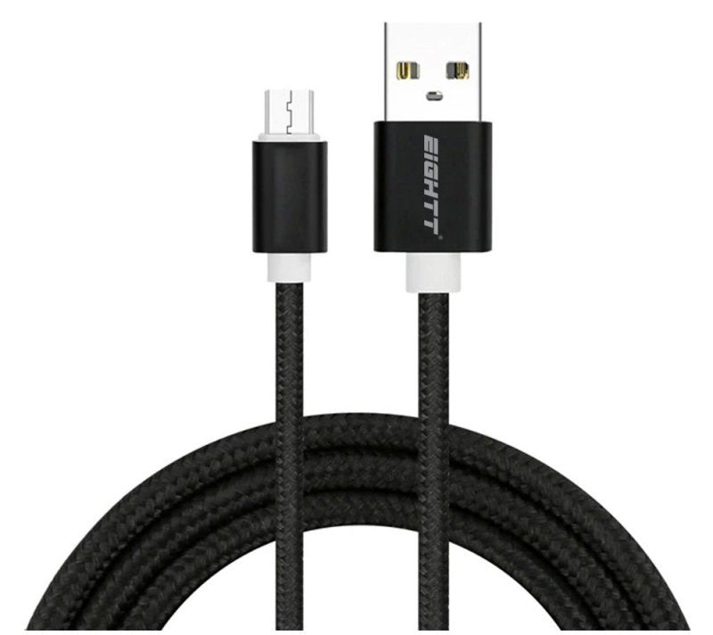 Eightt USB Cable a Micro USB 1M Trenzado Nylon Black