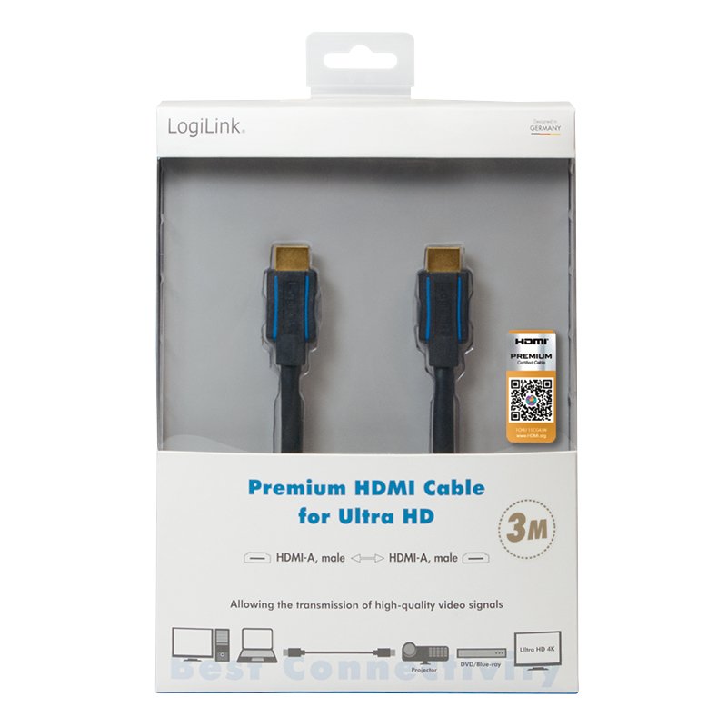 Logilink CHB005 HDMI Cable 3M HDMI Type a Standard Black